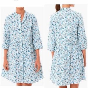 Tuckernuck Bluebell Floral Ditsy Calico Royal Shirt Dress Size Medium